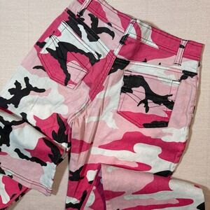 Rothco Pink Camo Flare Pants Y2K Streetwear Mid Rise Trousers Size 1/2